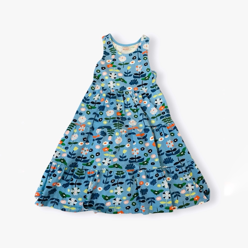 Hanna Andersson Girls Twirl Power Floral Map Blue Tank Dress - Picture 2 of 2